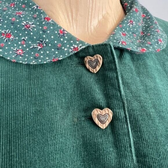 VTG Eger Germany Women's 8 Green Corduroy Button Down Shirt Top Fairy Whimsical - Picture 5 of 16